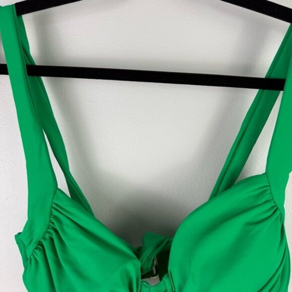 Becca Underwire Bikini Top D Cup Emerald Green Ruched Color Code Swim - Picture 3 of 9